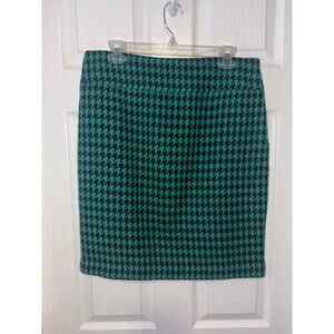 The limited wool blend womens green black lined houndstooth pencil skirt size 10